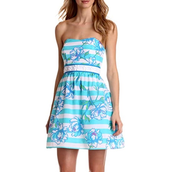 SOLD-Lilly Pulitzer Beaded Nautical Strapless Dress - Picture 7 of 10